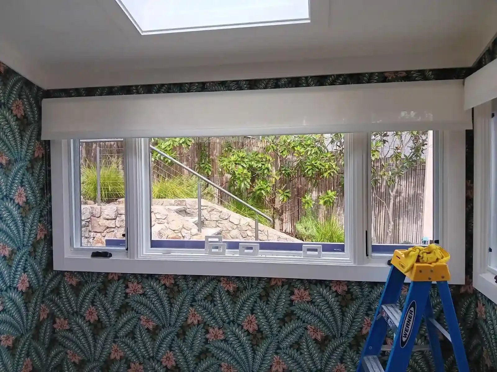 Silk grasscloth wallcovering installed in a Schertz estate home
