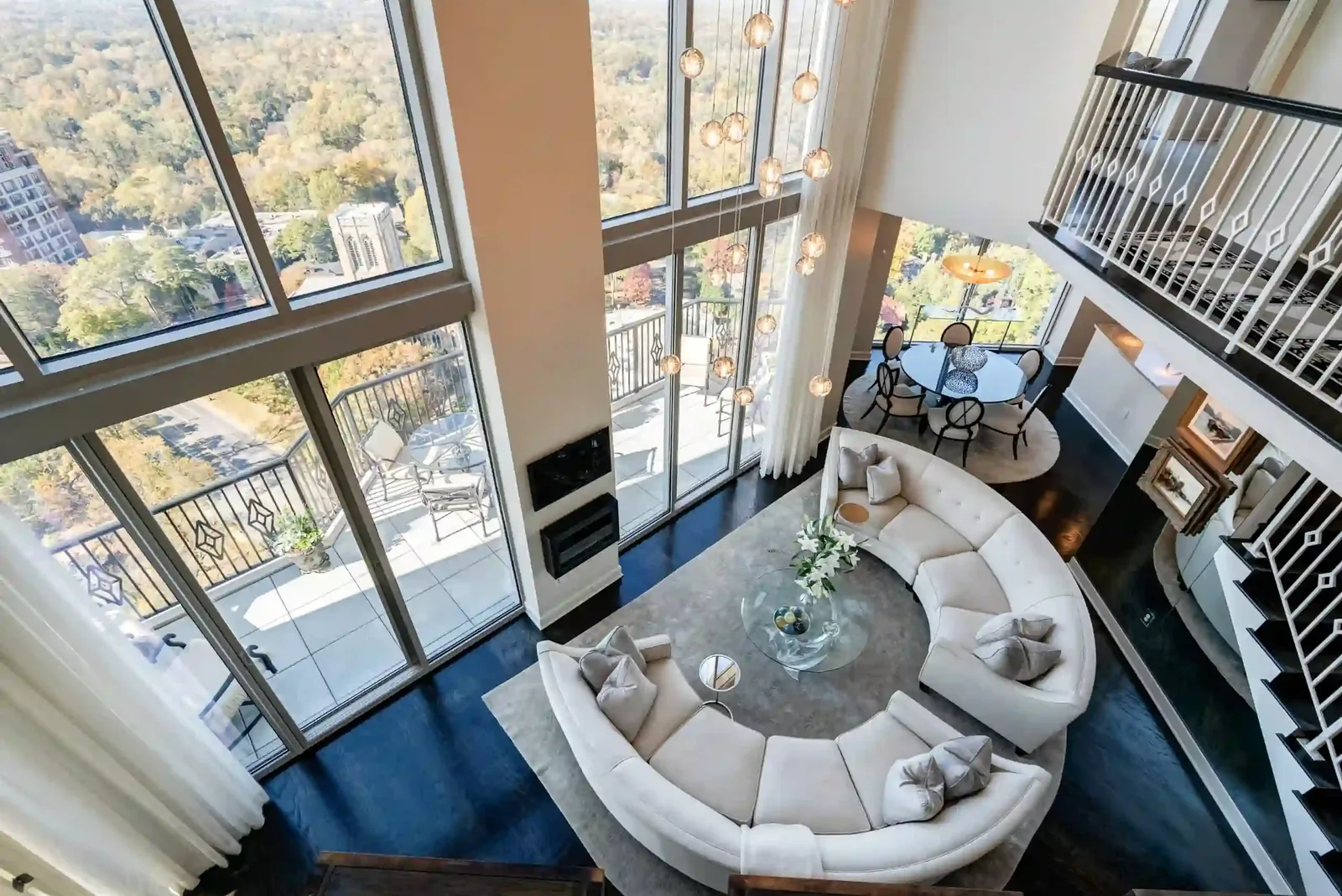Panoramic loft lounge with designer wallcovering — Valora serves the whole San Antonio metro
