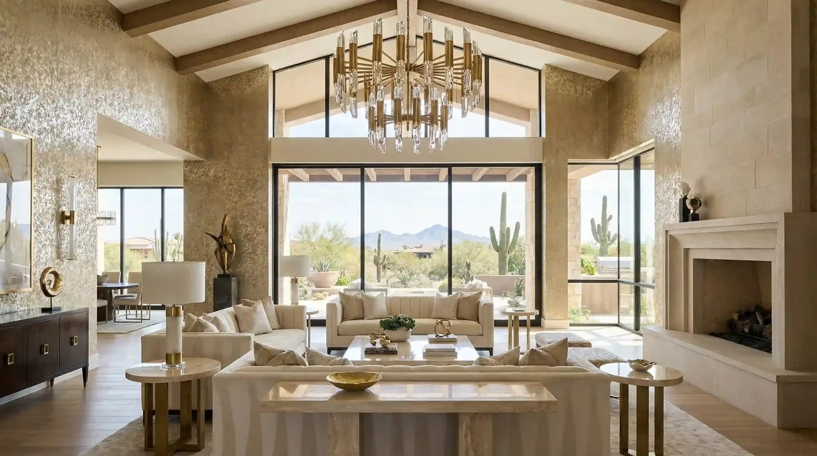 Modern luxury interior with designer wallcovering installed by Valora in San Antonio